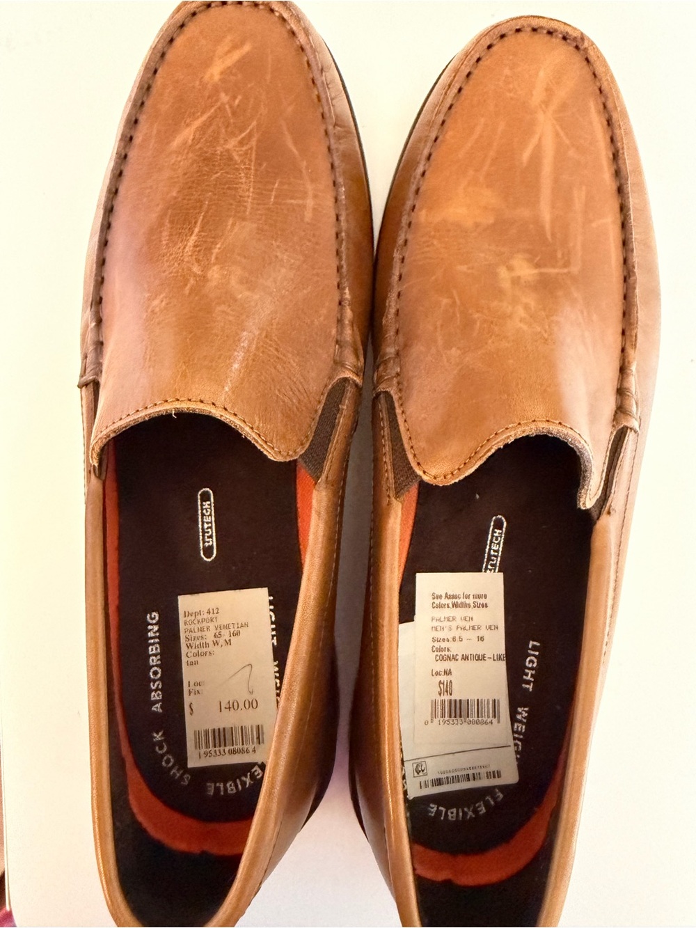 Rockport Men's Cognac Brown Leather Slip-On Loafers